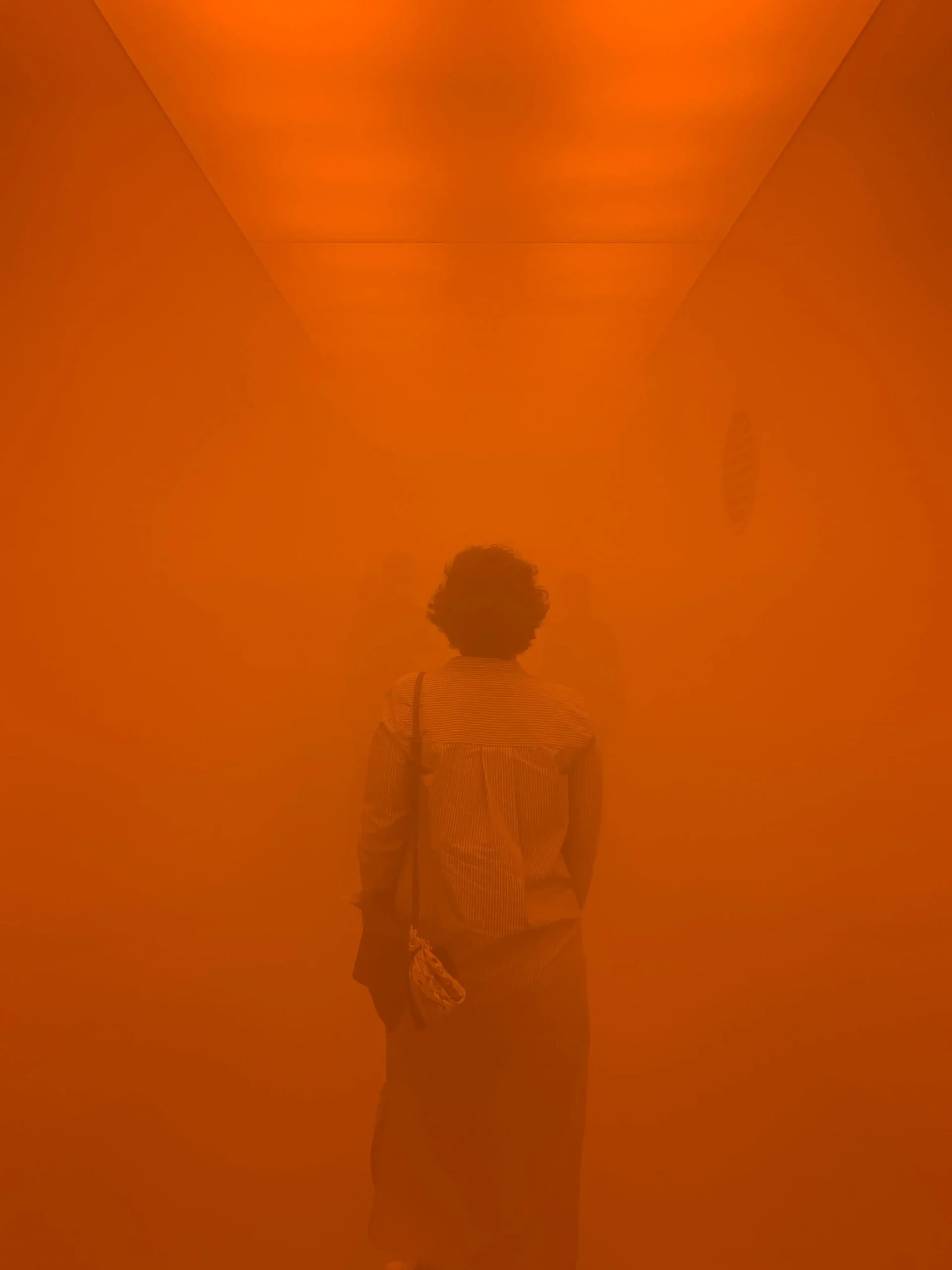 foggy orange photo of a shadowed woman.